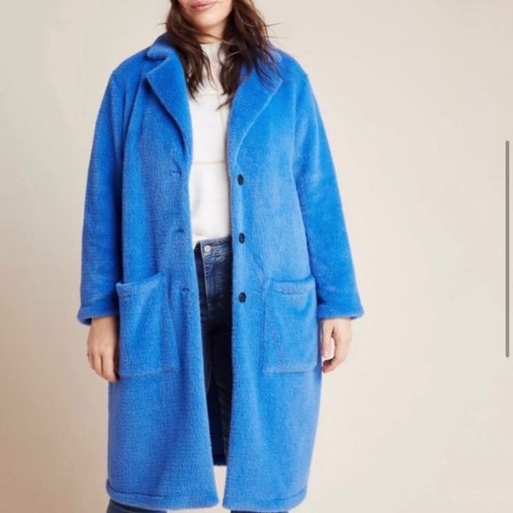 Anthropologie Sanctuary EUC furry blue coat small - Picture 2 of 9